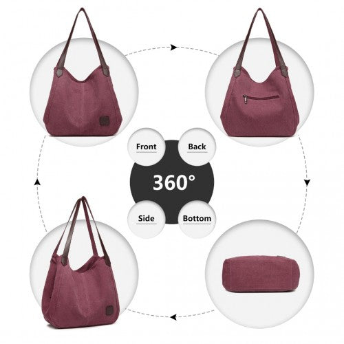 EB2040L - Kono Canvas Shoulder Tote Bag - Claret | Neil's Luggage Store