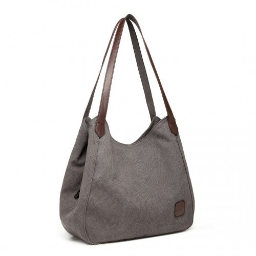 EB2040L - Kono Canvas Shoulder Tote Bag - Grey | Neil's Luggage Store