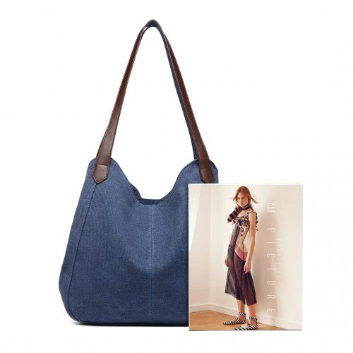 EB2040L - Kono Canvas Shoulder Tote Bag - Navy | Neil's Luggage Store