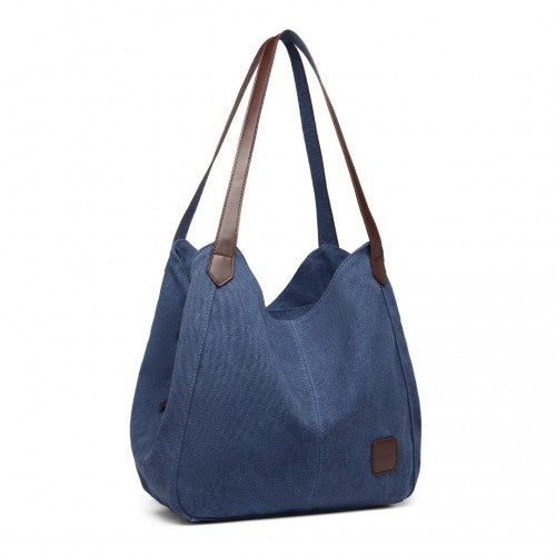EB2040L - Kono Canvas Shoulder Tote Bag - Navy | Neil's Luggage Store