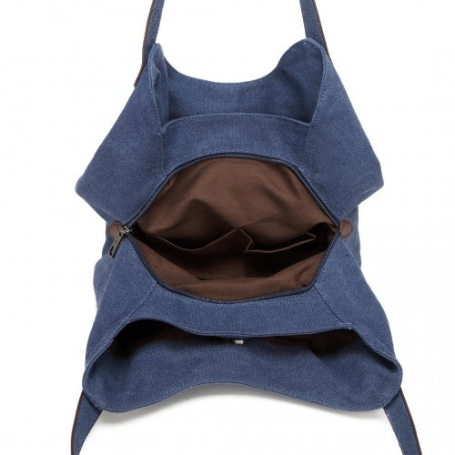 EB2040L - Kono Canvas Shoulder Tote Bag - Navy | Neil's Luggage Store