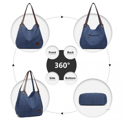 EB2040L - Kono Canvas Shoulder Tote Bag - Navy | Neil's Luggage Store