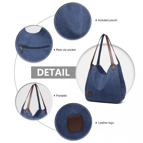 EB2040L - Kono Canvas Shoulder Tote Bag - Navy | Neil's Luggage Store