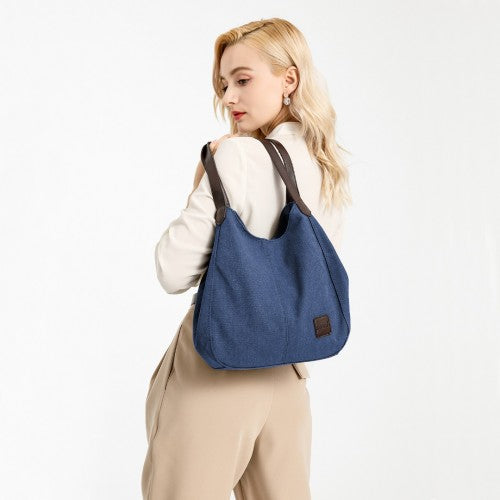 EB2040L - Kono Canvas Shoulder Tote Bag - Navy | Neil's Luggage Store