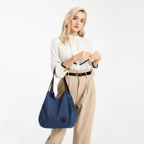 EB2040L - Kono Canvas Shoulder Tote Bag - Navy | Neil's Luggage Store