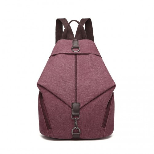 EB2044 - Kono Fashion Anti-Theft Canvas Backpack - Claret | Neil's Luggage Store