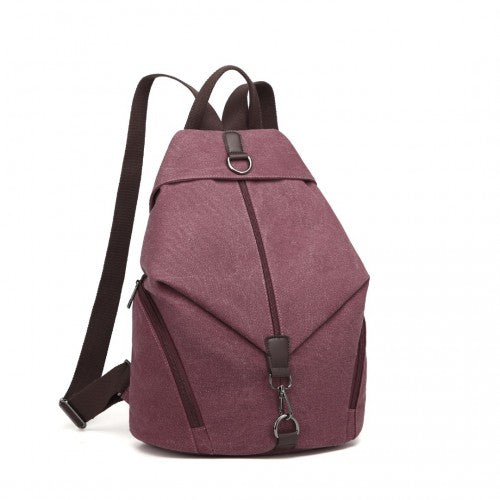 EB2044 - Kono Fashion Anti-Theft Canvas Backpack - Claret | Neil's Luggage Store