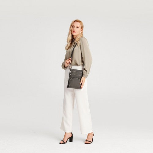 Kono RFID Blocking Multi-Pocket Crossbody Bag - Black
