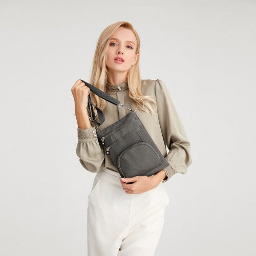 Kono RFID Blocking Multi-Pocket Crossbody Bag - Black