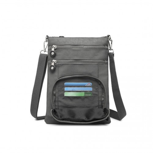 Kono RFID Blocking Multi-Pocket Crossbody Bag - Black
