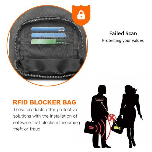 Kono RFID Blocking Multi-Pocket Crossbody Bag - Black