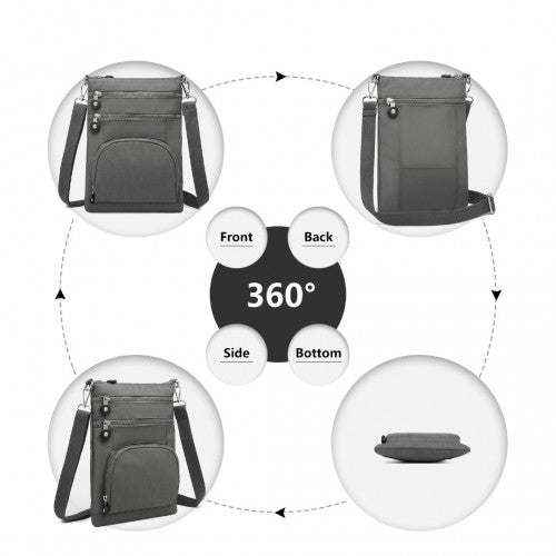 Kono RFID Blocking Multi-Pocket Crossbody Bag - Black