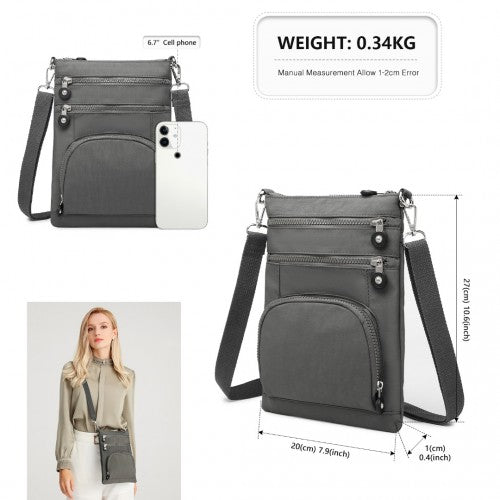 Kono RFID Blocking Multi-Pocket Crossbody Bag - Black