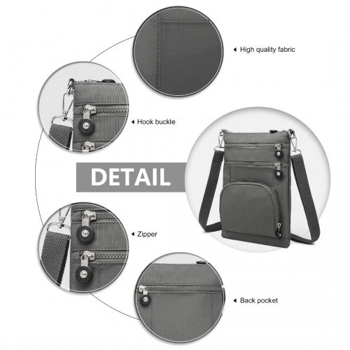 Kono RFID Blocking Multi-Pocket Crossbody Bag - Black