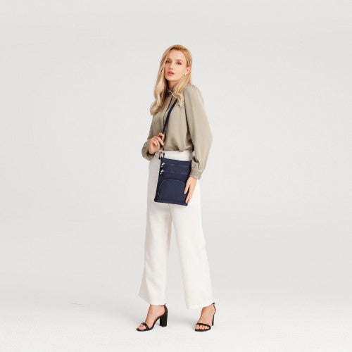 EB2228 - Kono Casual Multi Pocket RFID Blocking Cross body Bag - Navy | Neil's Luggage Store