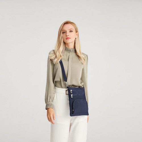 EB2228 - Kono Casual Multi Pocket RFID Blocking Cross body Bag - Navy | Neil's Luggage Store