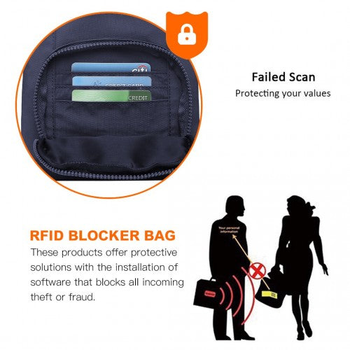 EB2228 - Kono Casual Multi Pocket RFID Blocking Cross body Bag - Navy | Neil's Luggage Store