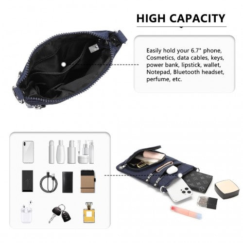 EB2228 - Kono Casual Multi Pocket RFID Blocking Cross body Bag - Navy | Neil's Luggage Store