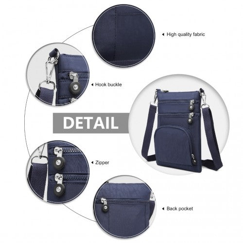 EB2228 - Kono Casual Multi Pocket RFID Blocking Cross body Bag - Navy | Neil's Luggage Store