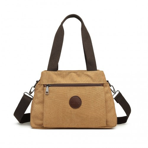 EH2045 - Kono Canvas Multi-Functional Cross Body Bag - Brown | Neil's Luggage Store