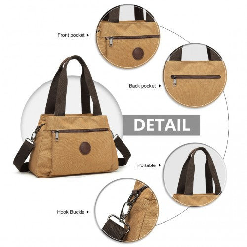 EH2045 - Kono Canvas Multi-Functional Cross Body Bag - Brown | Neil's Luggage Store