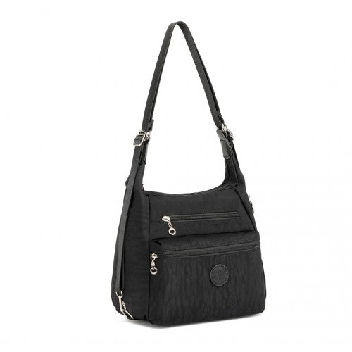EH2063 - Kono Three Way Multipurpose Casual Shoulder Bag With Double Zippers - Black | Neil's Luggage Store