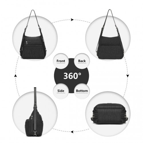 EH2063 - Kono Three Way Multipurpose Casual Shoulder Bag With Double Zippers - Black | Neil's Luggage Store