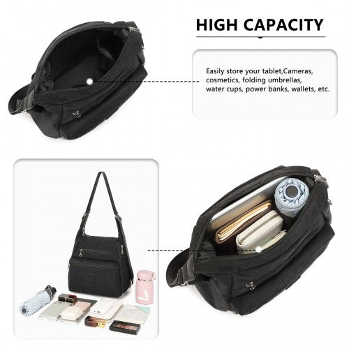 EH2063 - Kono Three Way Multipurpose Casual Shoulder Bag With Double Zippers - Black | Neil's Luggage Store