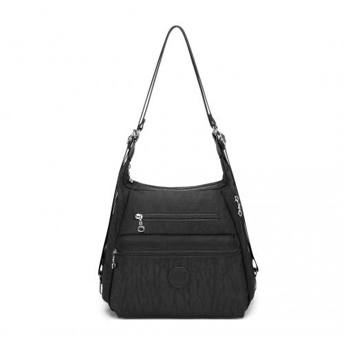 EH2063 - Kono Three Way Multipurpose Casual Shoulder Bag With Double Zippers - Black | Neil's Luggage Store