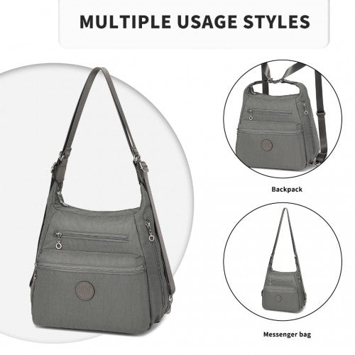 EH2063 - Kono Three Way Multipurpose Casual Shoulder Bag With Double Zippers - Grey | Neil's Luggage Store