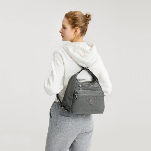 EH2063 - Kono Three Way Multipurpose Casual Shoulder Bag With Double Zippers - Grey | Neil's Luggage Store