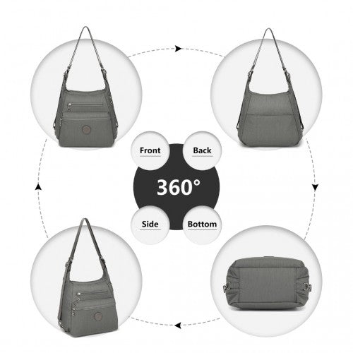 EH2063 - Kono Three Way Multipurpose Casual Shoulder Bag With Double Zippers - Grey | Neil's Luggage Store