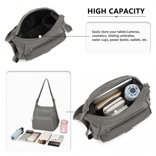 EH2063 - Kono Three Way Multipurpose Casual Shoulder Bag With Double Zippers - Grey | Neil's Luggage Store