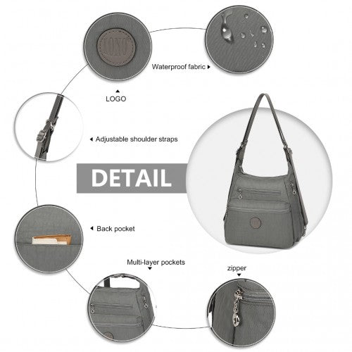 EH2063 - Kono Three Way Multipurpose Casual Shoulder Bag With Double Zippers - Grey | Neil's Luggage Store