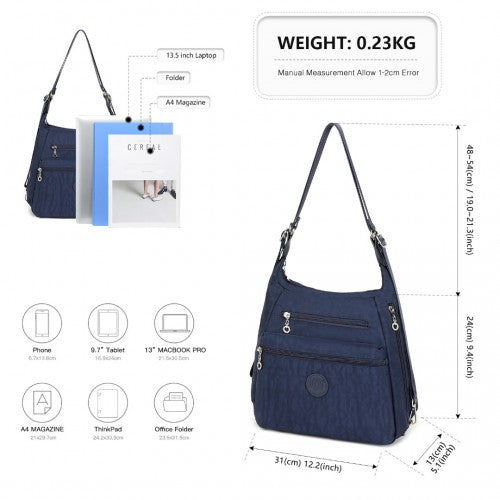 EH2063 - Kono Three Way Multipurpose Casual Shoulder Bag With Double Zippers - Navy | Neil's Luggage Store