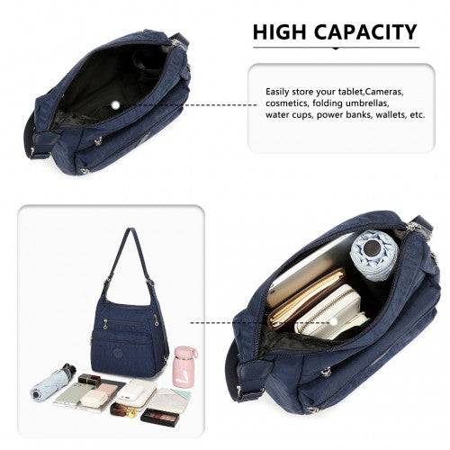 EH2063 - Kono Three Way Multipurpose Casual Shoulder Bag With Double Zippers - Navy | Neil's Luggage Store