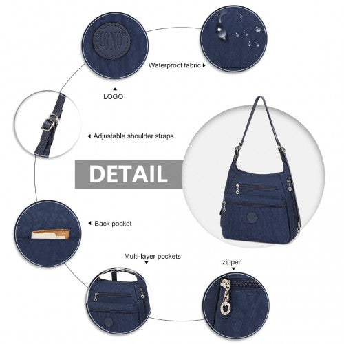 EH2063 - Kono Three Way Multipurpose Casual Shoulder Bag With Double Zippers - Navy | Neil's Luggage Store