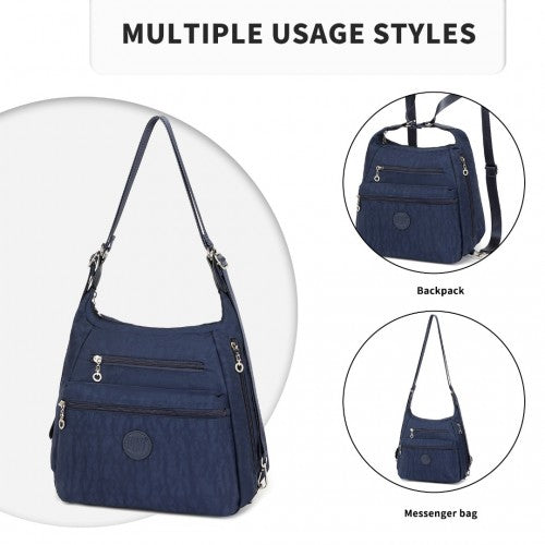 EH2063 - Kono Three Way Multipurpose Casual Shoulder Bag With Double Zippers - Navy | Neil's Luggage Store
