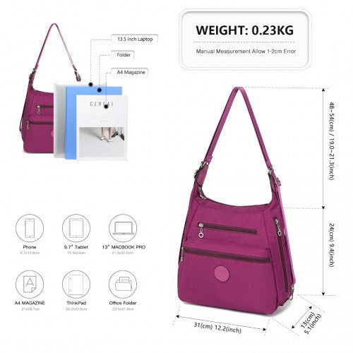 EH2063 - Kono Three Way Multipurpose Casual Shoulder Bag With Double Zippers - Purple | Neil's Luggage Store