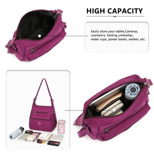 EH2063 - Kono Three Way Multipurpose Casual Shoulder Bag With Double Zippers - Purple | Neil's Luggage Store