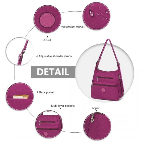 EH2063 - Kono Three Way Multipurpose Casual Shoulder Bag With Double Zippers - Purple | Neil's Luggage Store