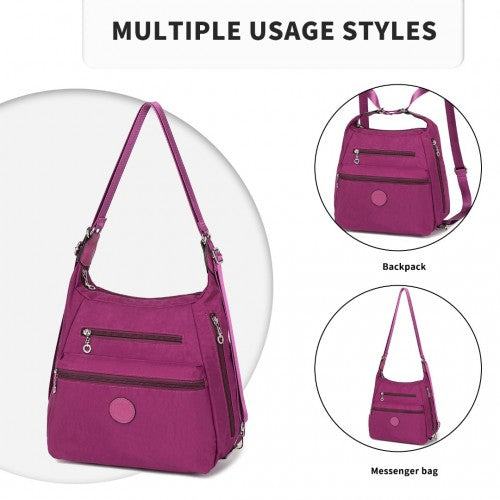 EH2063 - Kono Three Way Multipurpose Casual Shoulder Bag With Double Zippers - Purple | Neil's Luggage Store