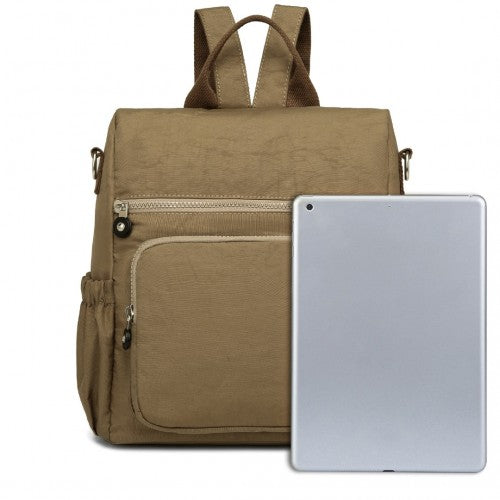 EH2107 - Kono Multi Way Anti-theft Waterproof Backpack Shoulder Bag - Khaki | Neil's Luggage Store