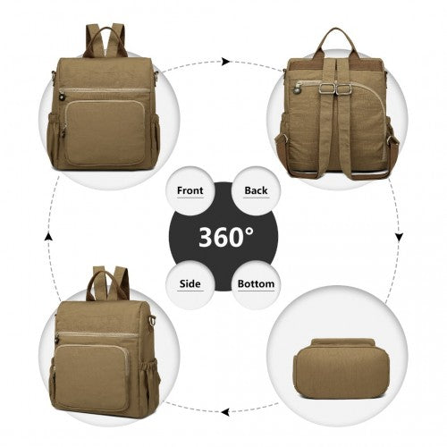 EH2107 - Kono Multi Way Anti-theft Waterproof Backpack Shoulder Bag - Khaki | Neil's Luggage Store