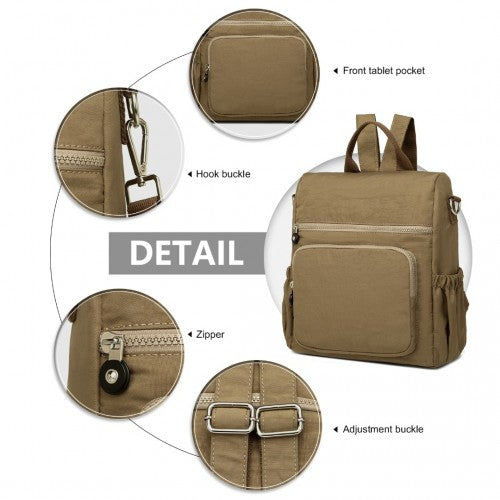 EH2107 - Kono Multi Way Anti-theft Waterproof Backpack Shoulder Bag - Khaki | Neil's Luggage Store