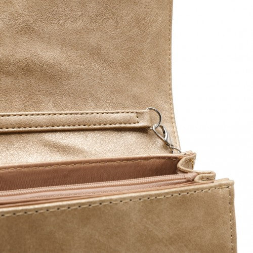 EH2257 - Miss Lulu Stylish Twill Clutch Leather Chain Evening Bag - Gold | Neil's Luggage Store