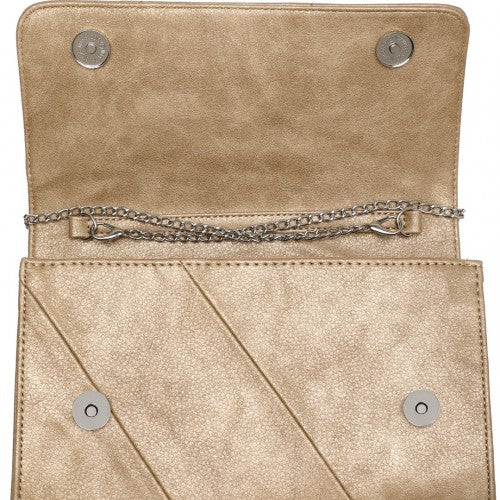 EH2257 - Miss Lulu Stylish Twill Clutch Leather Chain Evening Bag - Gold | Neil's Luggage Store