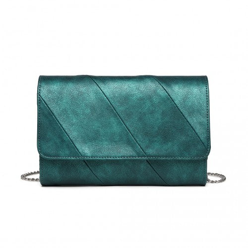 EH2257 - Miss Lulu Stylish Twill Clutch Leather Chain Evening Bag - Green | Neil's Luggage Store