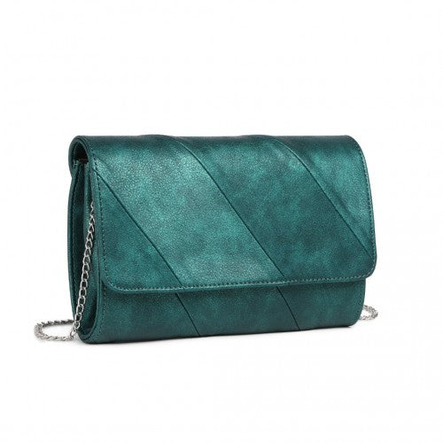 EH2257 - Miss Lulu Stylish Twill Clutch Leather Chain Evening Bag - Green | Neil's Luggage Store
