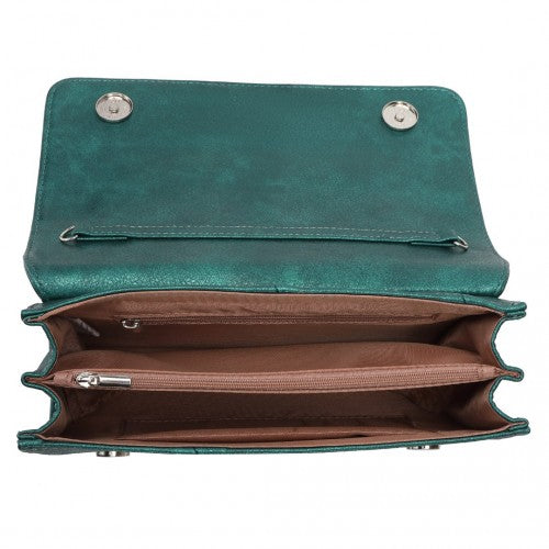 EH2257 - Miss Lulu Stylish Twill Clutch Leather Chain Evening Bag - Green | Neil's Luggage Store